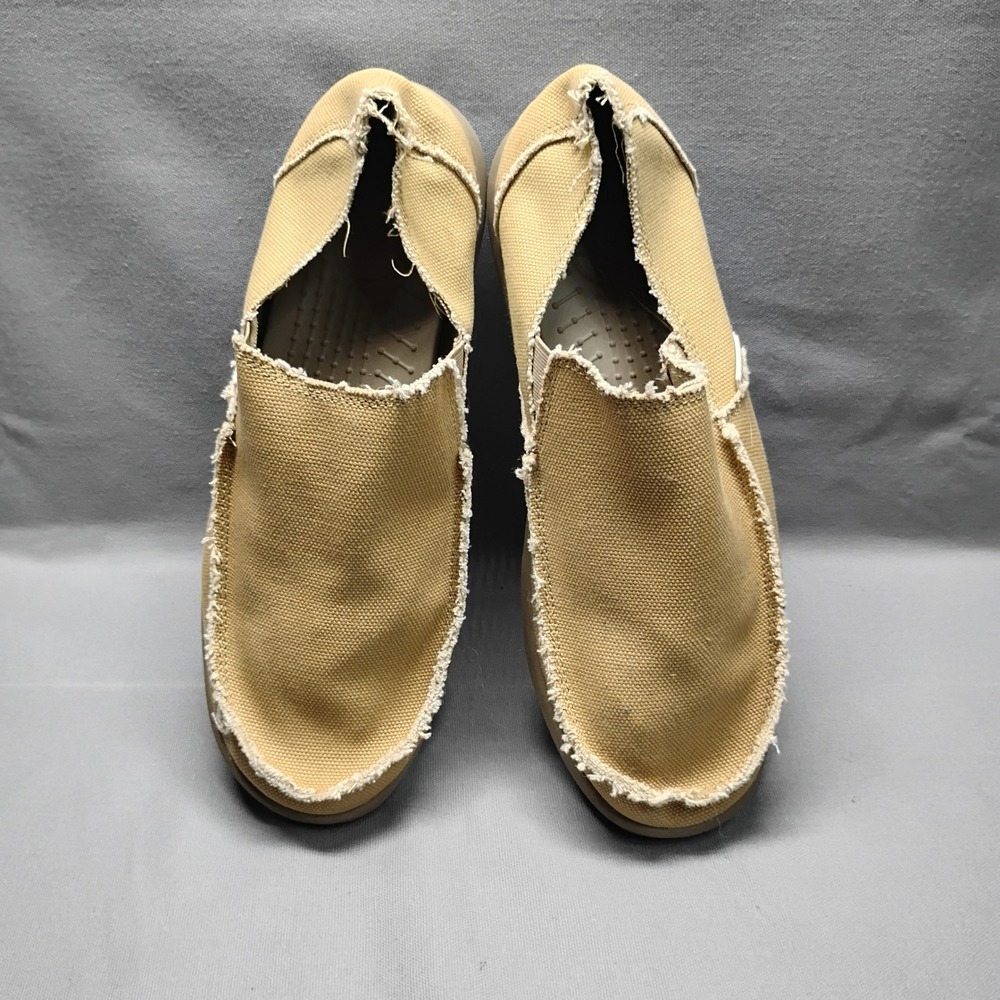 Crocs Santa Cruz Mens Khaki Canvas Slip On Loafers Size 12 - Picture 10 of 10